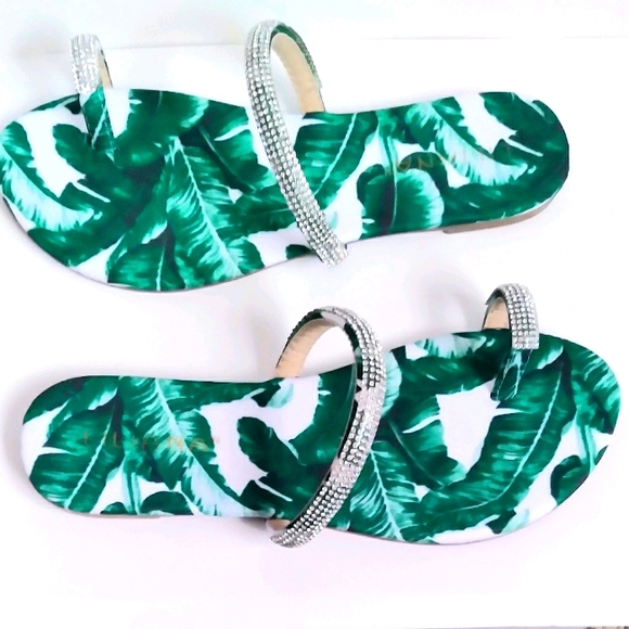 Multi Green Bling Sandal - Picture 2 of 5